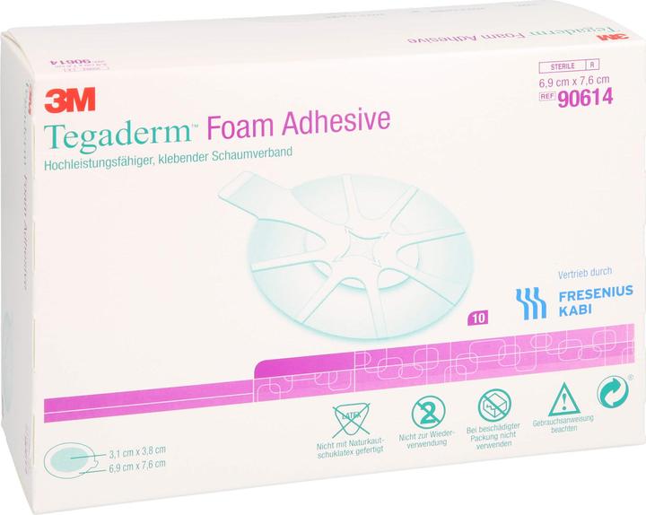 Produktbild 3M Tegaderm Foam Adhesive 6,9x7,6 cm oval 90614, 10 St VER
