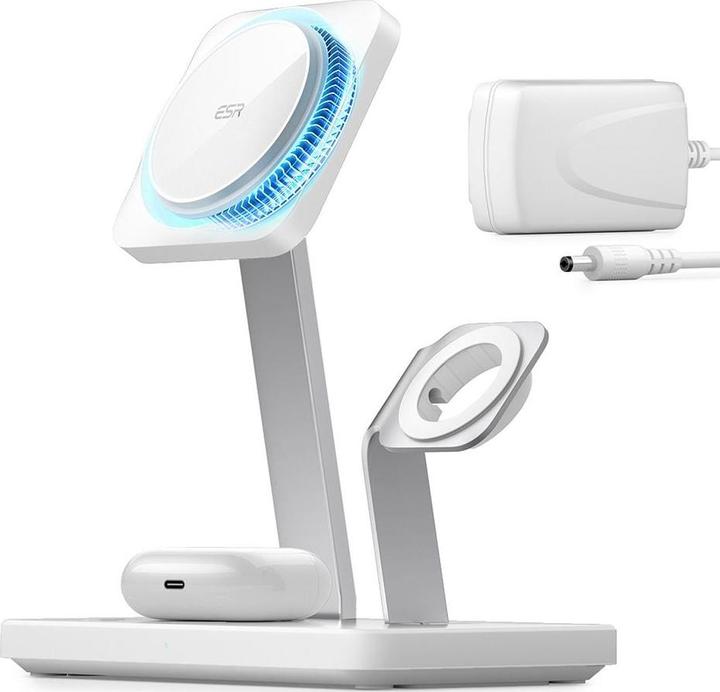Produktbild ESR Kabelloses Ladegerät mit CryoBoost, 3in1 Magsafe, Weiss (15 W)