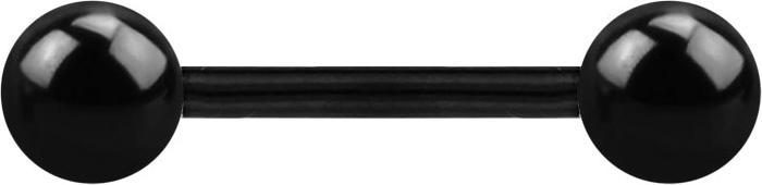 Star Piercing Barbell schwarz mit zwei Kugeln (Chirurgenstahl 316L, ohne Messing)