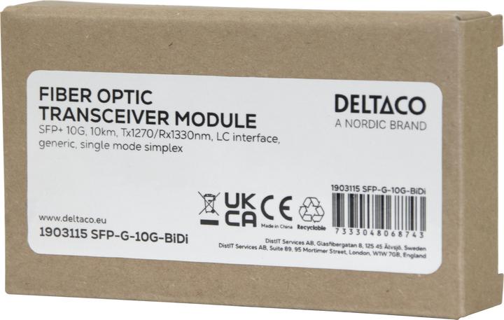 Actual product image Deltaco SFP+ 10G, 10km, Tx1270/Rx1330nm, LC interface, SM simplex
