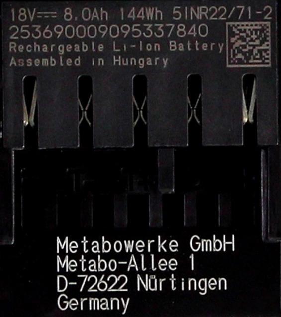 Produktbild Metabo Akku Basis Set 18V mit 1x Akku LiHD 8,0Ah ( 625369000 ) + Ladegerät ASC 145 ( 627378000 ) (18 V)