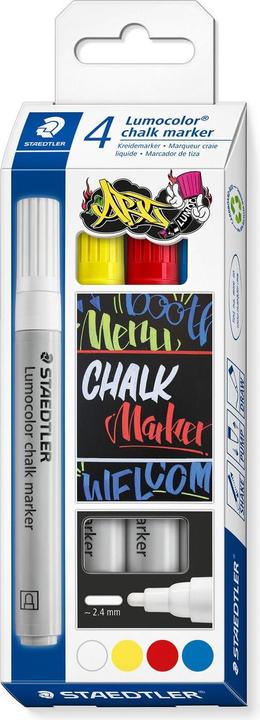 Staedtler Lumocolor chalk marker chalk marker, case of 4 (colour assorted, 2.40 mm, 4 x)