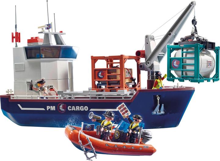 Actual product image Playmobil Large container ship with customs boat (70769, Playmobil City Action)