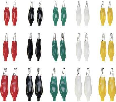 Produktbild Tru Components Krokodilklemmen-Set Schwarz, Rot, Weiss, Grün, Gelb 93038C196 30 St.
