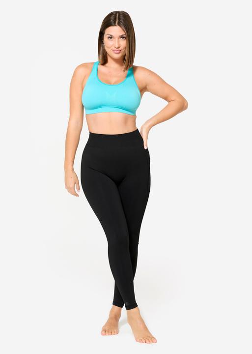 Immagine prodotto Kalenji Sport-BH Bustier Damen nahtlos Schwimmerrücken mittlerer Halt - türkis (L)