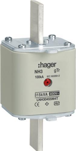 Hager HAG LNH30455M4T NH-Sicherungseinsatz NH3 gTr 400V 315kVA 455A Mitte-Melder mit M (NH-DIN Sicherung, 455 A, Träge)