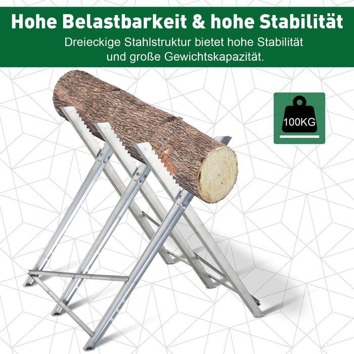 Produktbild Swisshandel24 Kettensägebock Sägebock zusammenklappbar Sägegestell für Brennholz Silber Metall 83 x 83 x 79 cm (83 cm, 83 cm)