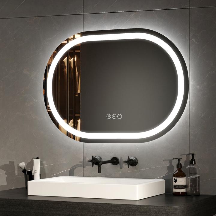 Produktbild Emke Badspiegel mit Beleuchtung Φ60cm,Beschlagfrei, 3 Farbtemperaturen(3000K-6500K) und dimmbaren