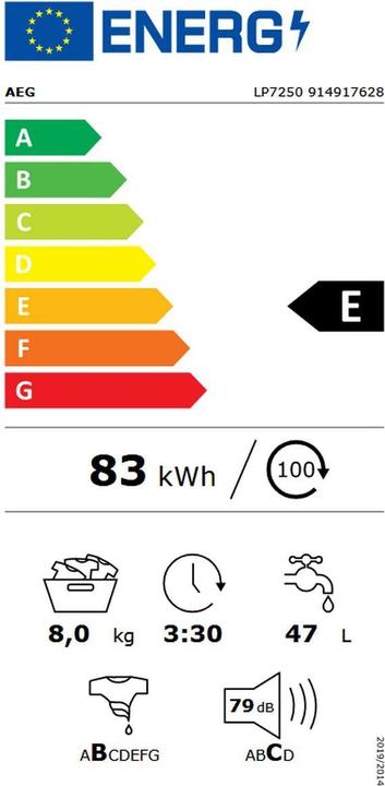 Energie-Label AEG LP7250 (8 kg, Links)