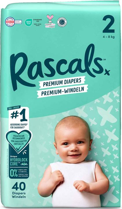 Image du produit Rascals Couches premium (Taille 2, Pack, 40 pièce(s))