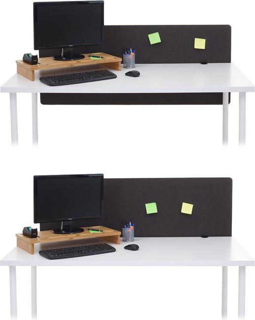 Produktbild Mendler Akustik-Tischtrennwand, Büro-Sichtschutz Schreibtisch Pinnwand, doppelwandig Stoff/Textil - 140x60cm (140 x 60 x 2 cm)