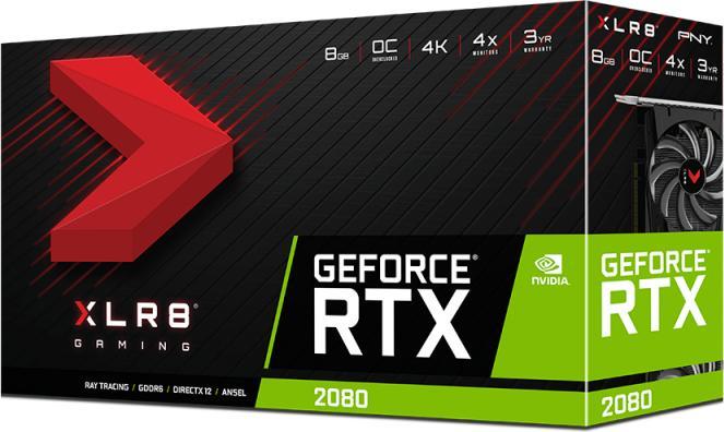 Produktbild PNY GeForce RTX2080 XLR8 Gaming Overclocked Triple Fan 8GB GDDR6 256-bit PCI-Express 3.0 x16 One 6-Pi... (8 GB)