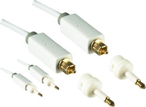 Produktbild Dinic Toslink Kabel, Länge 5,00m in weiss, 4mm Durchmesser, HQ Stecker, Monaco Range, + 2 Adapter auf mini (5 m, Optisch)