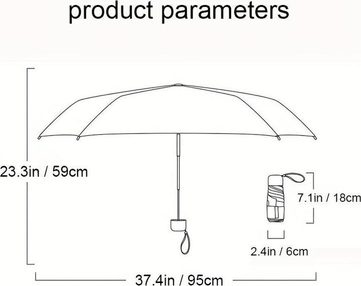 Valeurs nutritives et ingrédients Alopini Parapluie pliant manuel à cinq volets Mini et léger Sunny And Rainy