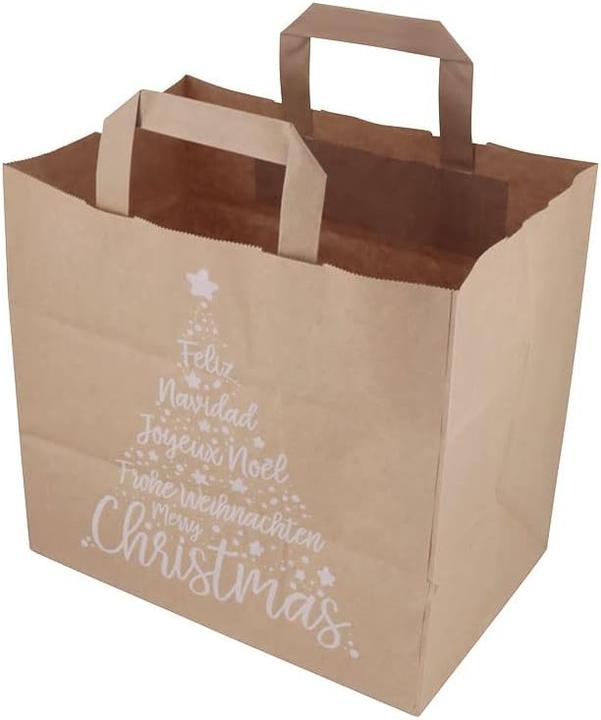 Immagine prodotto Biozoyg Papiertragetaschen mit Flachhenkel, 250 Stück, X-Mas Design (Borsa da regalo, 250 x)