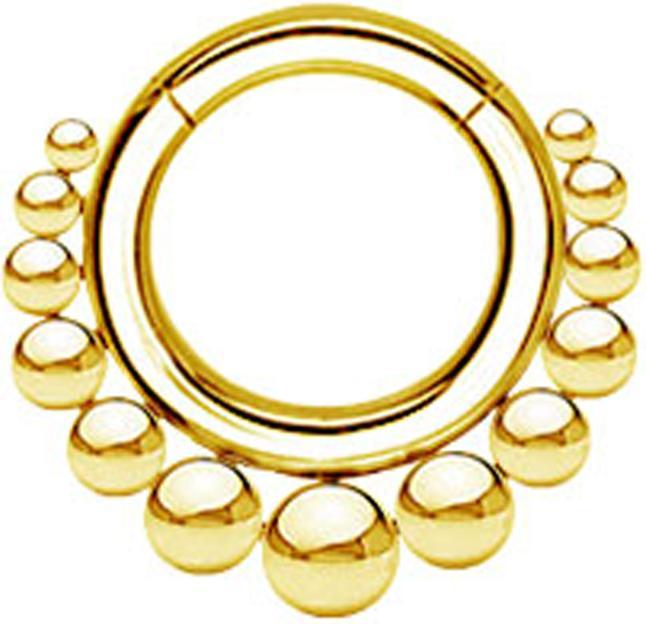 Produktbild Star Piercing Segmentring klappbar vergoldet Kugeln (ohne Messing, Chirurgenstahl 316L)