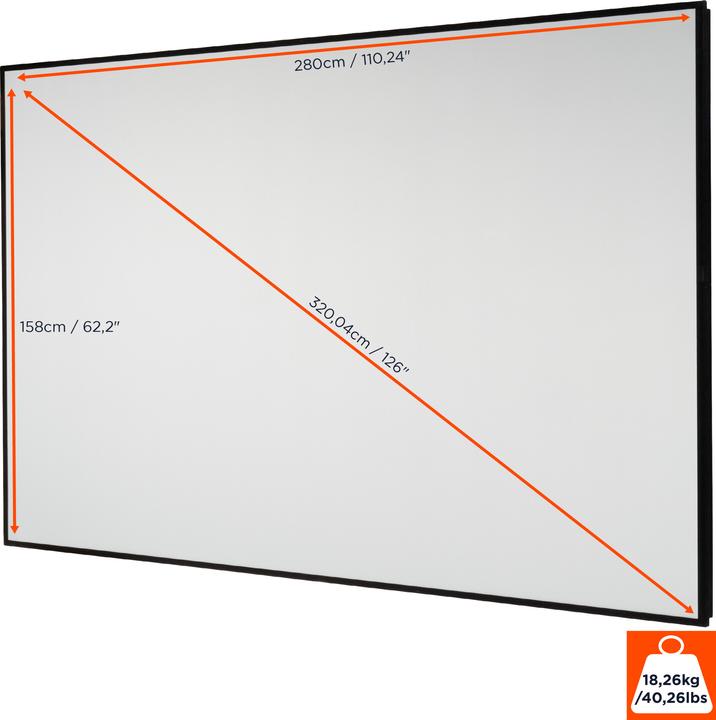 Actual product image Celexon HomeCinema High Contrast Screen Frame 280 x 158 cm, 126" - Dynamic Slate ALR (16:9)