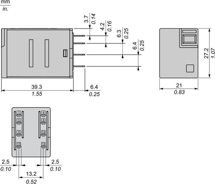 Actual product image Schneider Miniature relay, Easy Harmony RXM2L, 5A, 2W, 230V AC, with LED RXM2LB2P7