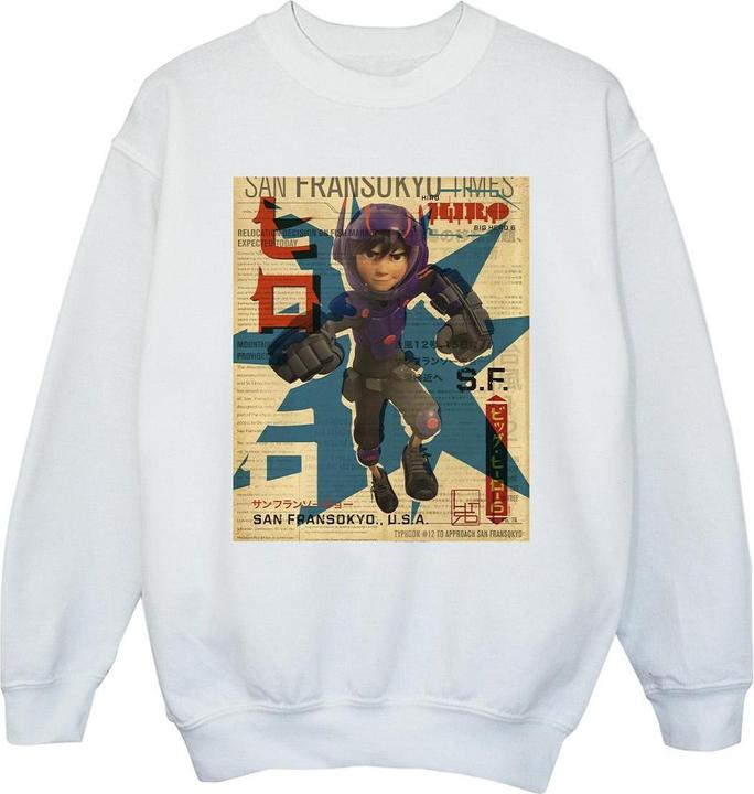 Disney Big Hero 6 Baymax Hiro Newspaper Sweatshirt Mädchen (128)