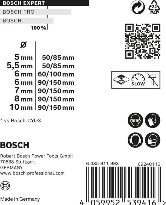 Produktbild Bosch Professional Zubehör Expert CYL-9 (5.5 mm, 7.0 mm, 5.0 mm, Ø 8.0 mm, 6.0 mm, 10.0 mm)