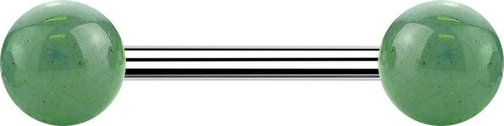 Star Piercing Barbell mit zwei Kugeln Jade Stein (Mineralisch, Chirurgenstahl 316L, ohne Messing)