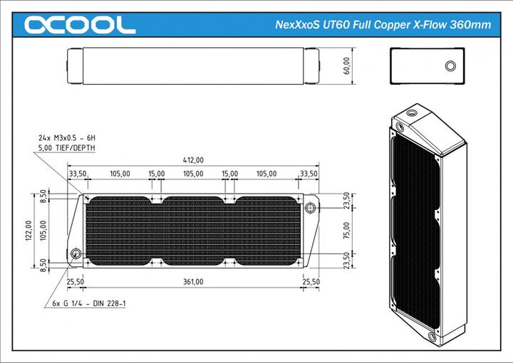 Produktbild Alphacool NexXxoS UT60 Full Copper X-Flow 360mm (120 mm)