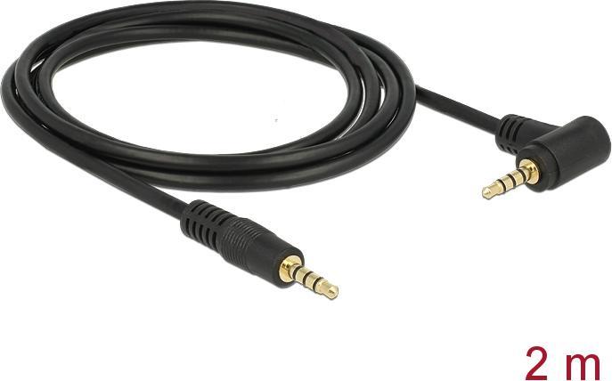 Image du produit Delock Câble jack 4 broches 3,5 mm mâle > mâle coudé (2 m, Jack 3,5 mm (AUX))