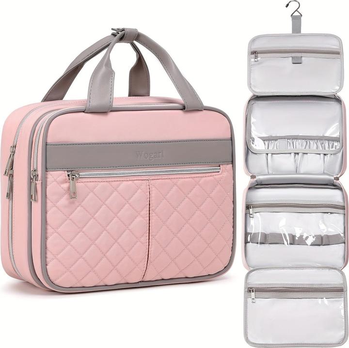 Only-Bags.Store Mehrschichtige Kosmetiktasche aus Segeltuch, geeignet für die Reise, gestreiftes Muster