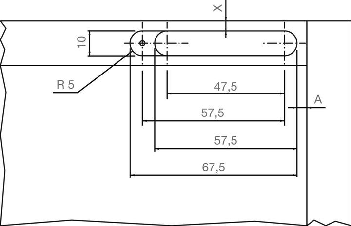 Effegibrevetti ANKOR DS-19/27 Einlass-Scharnier links unten/rechts oben mit Push, titanfärbig