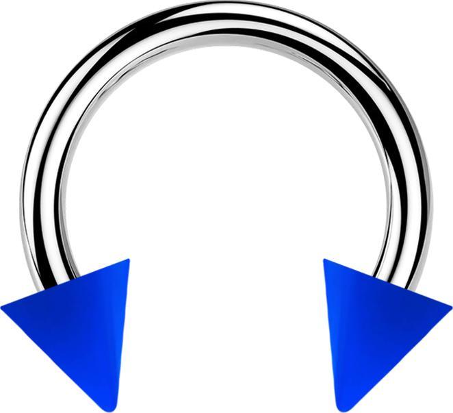 Image du produit Star Piercing Micro Circular Barbell argent avec deux cônes bleu foncé (sans laiton, Acrylique, Acier chirurgical 316L)