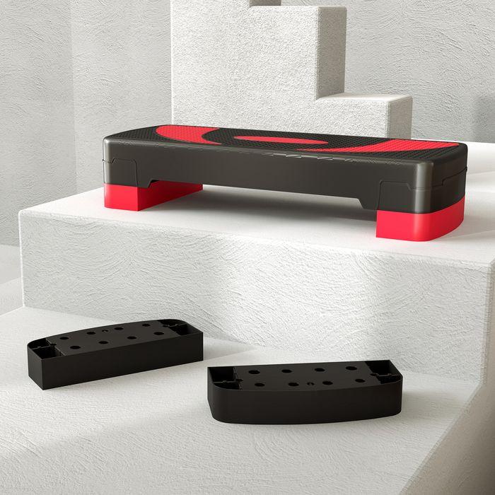Image du produit Swisshandel24 Steppbrett Aerobic-Stepper höhenverstellbar mit 3 Stufen (10/15/20 cm) Rot