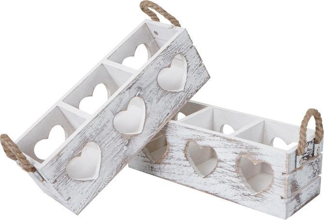 Produktbild Swisshandel24 2x Dekokiste HWC-C26, Aufbewahrungsbox, 2 Griffe Indoor Paulownia shabby weiss, 10x10x30cm (10 x 30 x 10 cm)