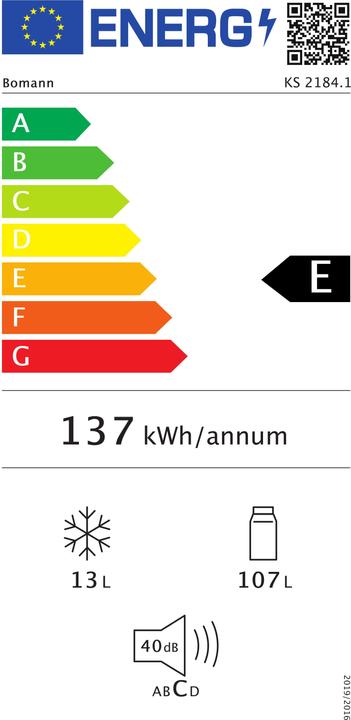 Energie-Label Bomann Kühlschrank KS 2184 S (115 l)