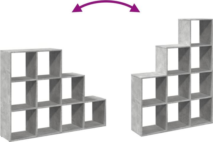 Produktbild VidaXL Raumteiler Bücherregal Standregal Treppenregal Regal 3 Stufen Betongrau (137.5 x 29 x 103.5 cm)
