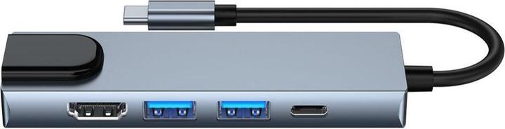 Produktbild Tech-Protect HUB V3 5in1 USB-C - USB-A 3.0 / USB-A 2.0 / USB-C / HDMI / RJ45 - gray (USB-C, 5 Ports)