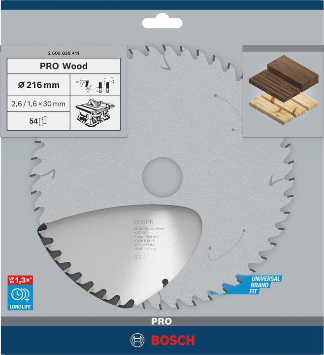 Produktbild Bosch Professional Zubehör PRO Wood Kreissägeblatt, 216 x 2,6 x 30 mm