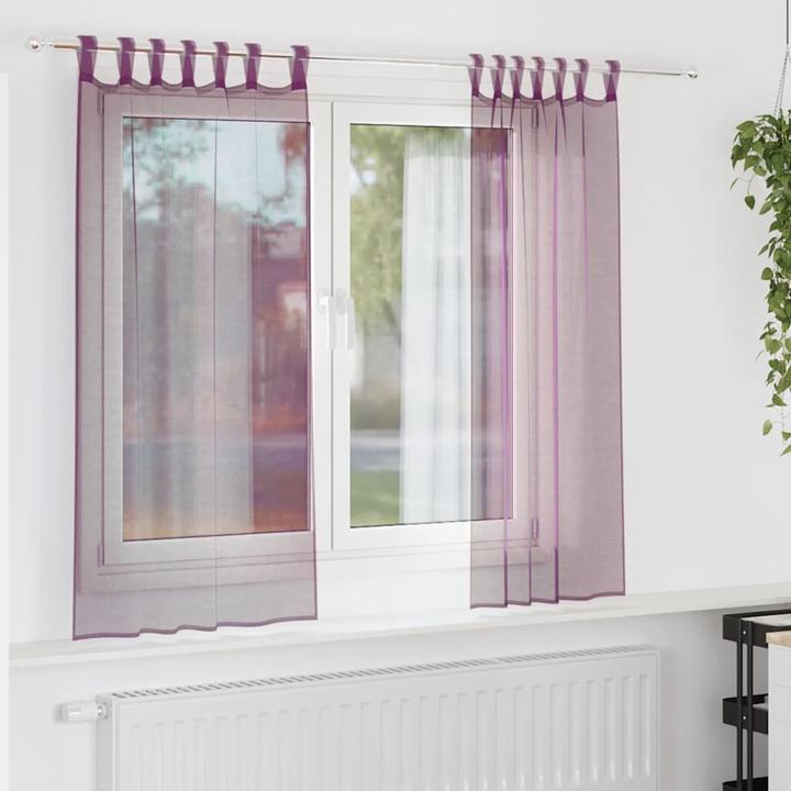 Image du produit VidaXL Rideaux en voile avec poches pour tringles 2 pcs. Violet (140 x 175 cm)