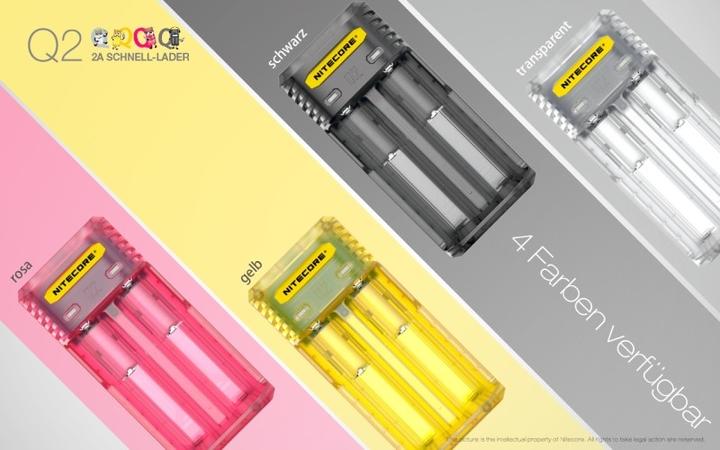 Actual product image Nitecore Q2 - Schnelladegerät für Li-Ion Akkus, 2 Schachtlader - 4 Farben zur Auswahl (1 pcs., Chargers without battery)
