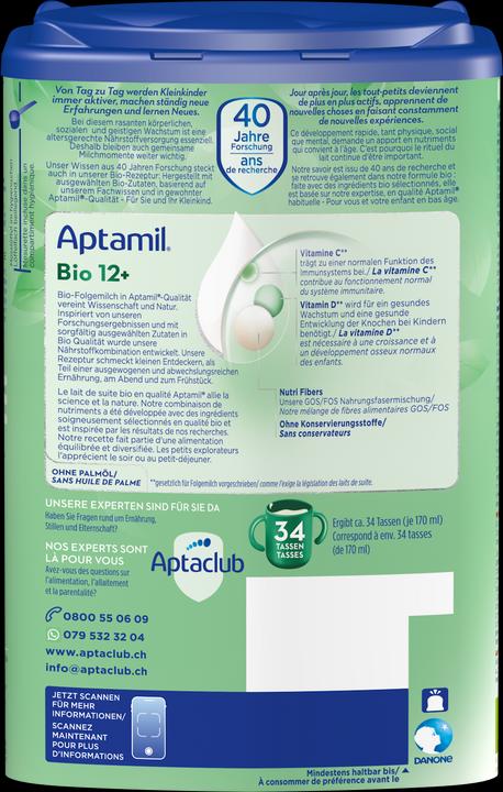 Nährwerte und Zutaten Aptamil Bio Junior 12+ (800 g, ab 12 Monaten)