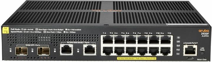 Actual product image HPE E Aruba 2930F Switch 2 SFP+/10Gbps G Ports, PoE+, Layer 3, VSF Stacking, RIP Routing, Acce (16 Ports)