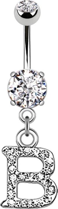 Immagine prodotto Star Piercing Banana in argento con ciondolo in cristallo lettera B (Ottone, Acciaio chirurgico 316L)