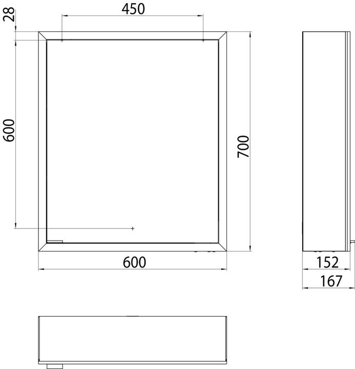 Produktbild Emco prime Facelift Lichtspiegelschrank, 600 mm, 1 Tür, Anschlag rechts, mit verspiegelten Seitenw