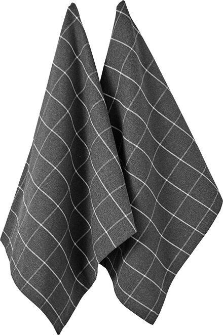 Ladelle Set of 2 recycled kitchen towels Eco Check anthracite 45 x 70 cm (45 x 70 cm)