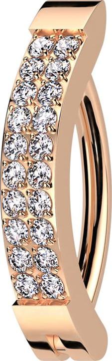 Star Piercing Banane klappbar rosegold Schild zwei Reihen Kristalle silber (ohne Messing, Titan G23)