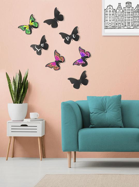 Produktbild Securit 3D-Wand-Kreidetafeln "BUTTERFLY", schwarz inklusive Montagematerial und Kreidemarker