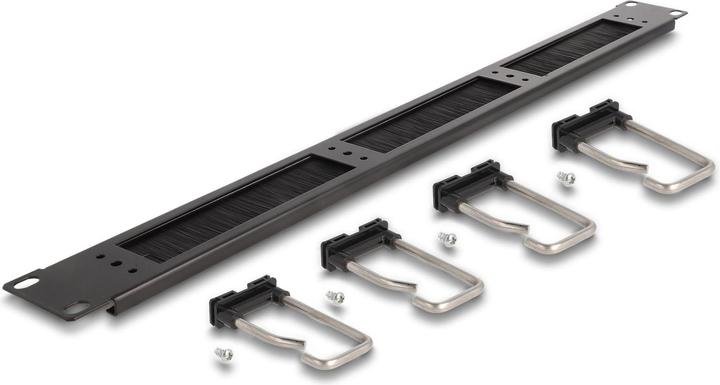 Actual product image Delock 48.30cm (19") cable management brush strip with 4 metal brackets 1 U black