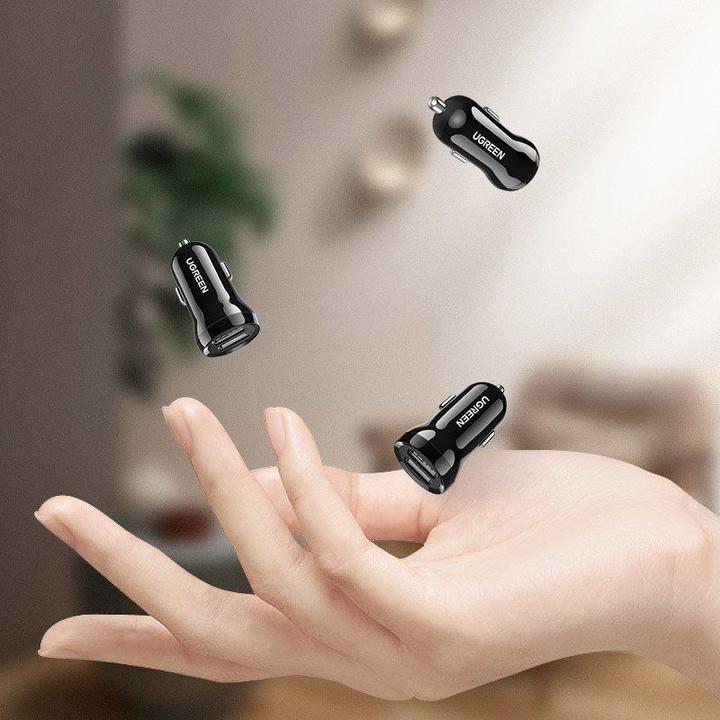 Actual product image Ugreen car charger ED018, 2x USB, 24W (black)