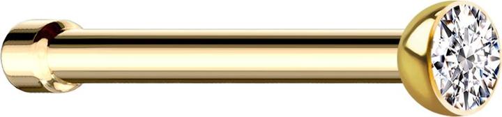 Star Piercing Nasenstecker gerade vergoldet Halbkugel Kristall silber (ohne Messing, Chirurgenstahl 316L)
