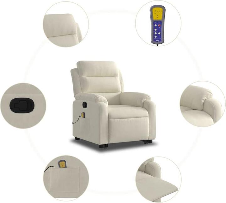 Actual product image VidaXL Massage chair with stand-up aid velvet