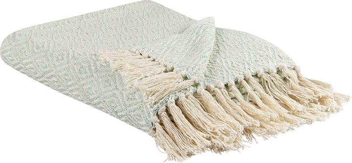 Produktbild Beliani Lumark Baumwolldecke 125 x 150 cm grün und beige MITYAL! (125 x 150 cm)